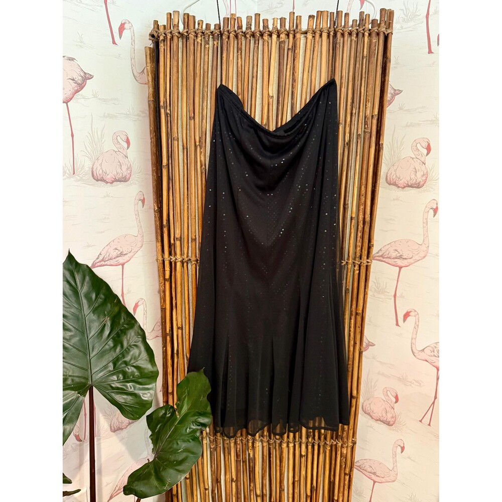 Vintage 90s y2k ONYX Nite Black Sparkly Midi Trumpet/Mermaid Skirt Size Medium